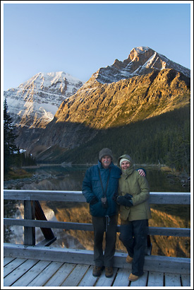 Mt Edith Cavell and Edith Cavell Lake, Jasper National Park, Alberta, Canada.