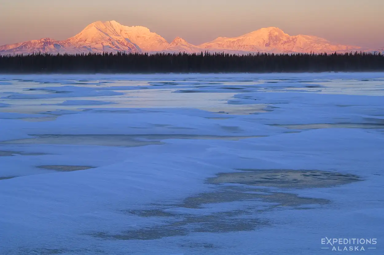 Mt Drum, Mt Sanford in the Wrangell Mountains of Wrangell-St. Elias National Park