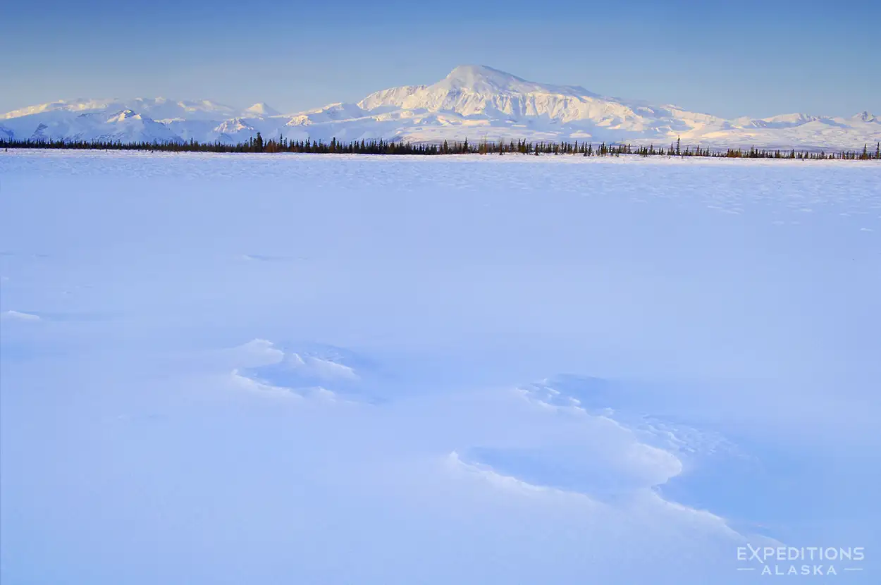 Mt. Sanford catches dawn light, Wrangell-St. Elias National Park, Alaska.