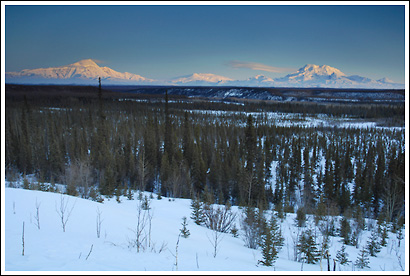 Mt Drum, Mt Wrangell, Mt Zanetti, Mt Sanford, Copper River, Wrangell-St. Elias National Park, Alaska.