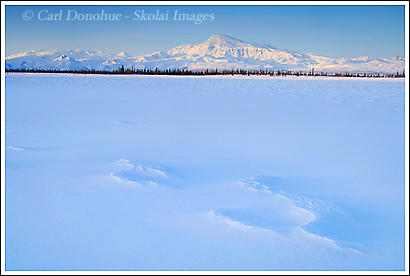 Mt. Sanford catches dawn light, Wrangell-St. Elias National Park, Alaska.