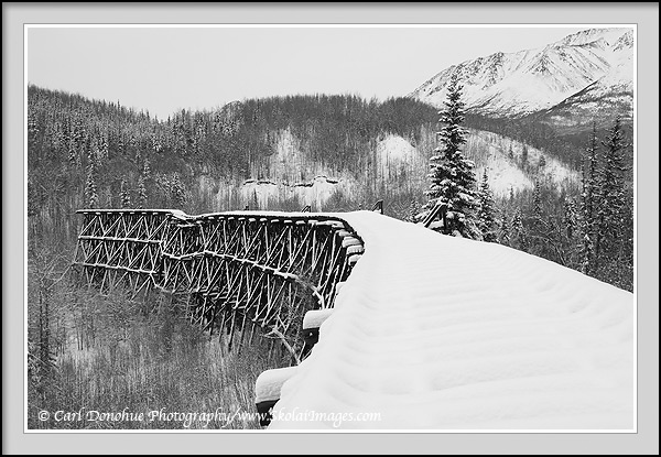 The Gilahina Trestle fades into winter, Wrangell-St. Elias National Park and Preserve, Alaska.