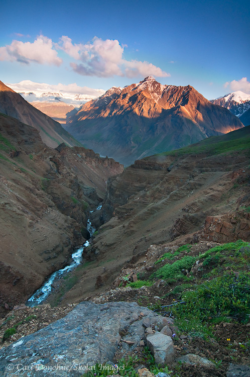 Sunset over the Chitistone Valley and University Peaks.