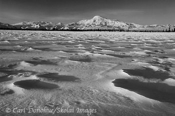 Mount Sanford, black and white photo, Wrangell-St. Elias National Park and Preserve, Alaska.